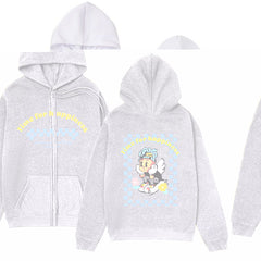 Melancholic Child Graphic Hoodie – Minimalist Zip-Up Sweatshirt
