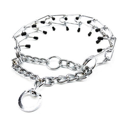 Chrome Plated Pinch Dog Collar Proong Dogs Training Choke Chain Dog Training Necklace Rubber Tips Guardian
