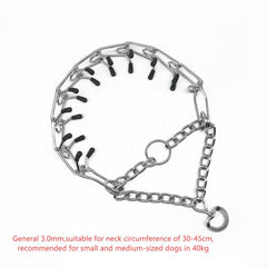 Chrome Plated Pinch Dog Collar Proong Dogs Training Choke Chain Dog Training Necklace Rubber Tips Guardian