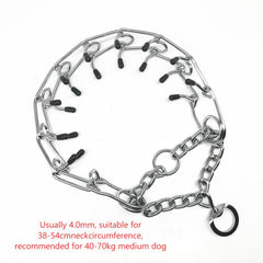 Chrome Plated Pinch Dog Collar Proong Dogs Training Choke Chain Dog Training Necklace Rubber Tips Guardian