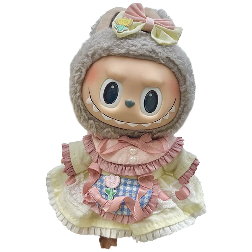 17Cm Mini Plush Doll'S Clothes Outfit Accessories Cos Anime Plush Cartoon Decor for Labubu Shark Onesie Clothing DIY Girl Gifts
