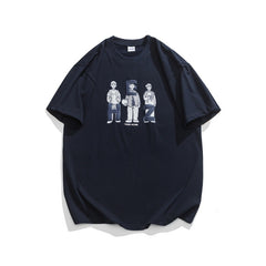 Vintage Letter Print T-Shirt – Unisex Washed Loose Fit