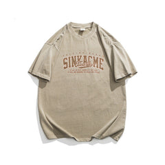 Distressed Letter Print T-Shirt – Unisex Loose Fit