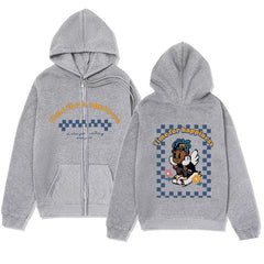 Melancholic Child Graphic Hoodie – Minimalist Zip-Up Sweatshirt