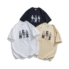 Vintage Letter Print T-Shirt – Unisex Washed Loose Fit