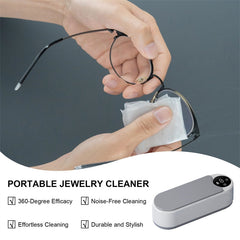 Portable Ultrasonic Jewelry Cleaner – 450ml Compact Household Cleaning Machine for Rings, Glasses & Makeup Brushes