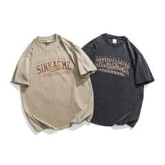 Distressed Letter Print T-Shirt – Unisex Loose Fit