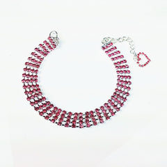 Four-row Rhinestone Pet Collar Dogs And Cats Heart-shaped Chain