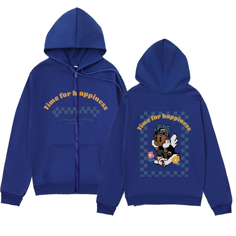 Melancholic Child Graphic Hoodie – Minimalist Zip-Up Sweatshirt
