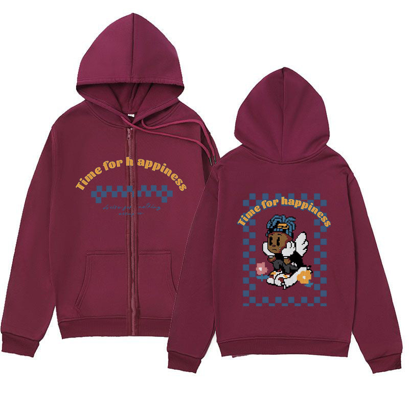 Melancholic Child Graphic Hoodie – Minimalist Zip-Up Sweatshirt