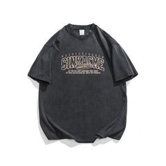 Distressed Letter Print T-Shirt – Unisex Loose Fit