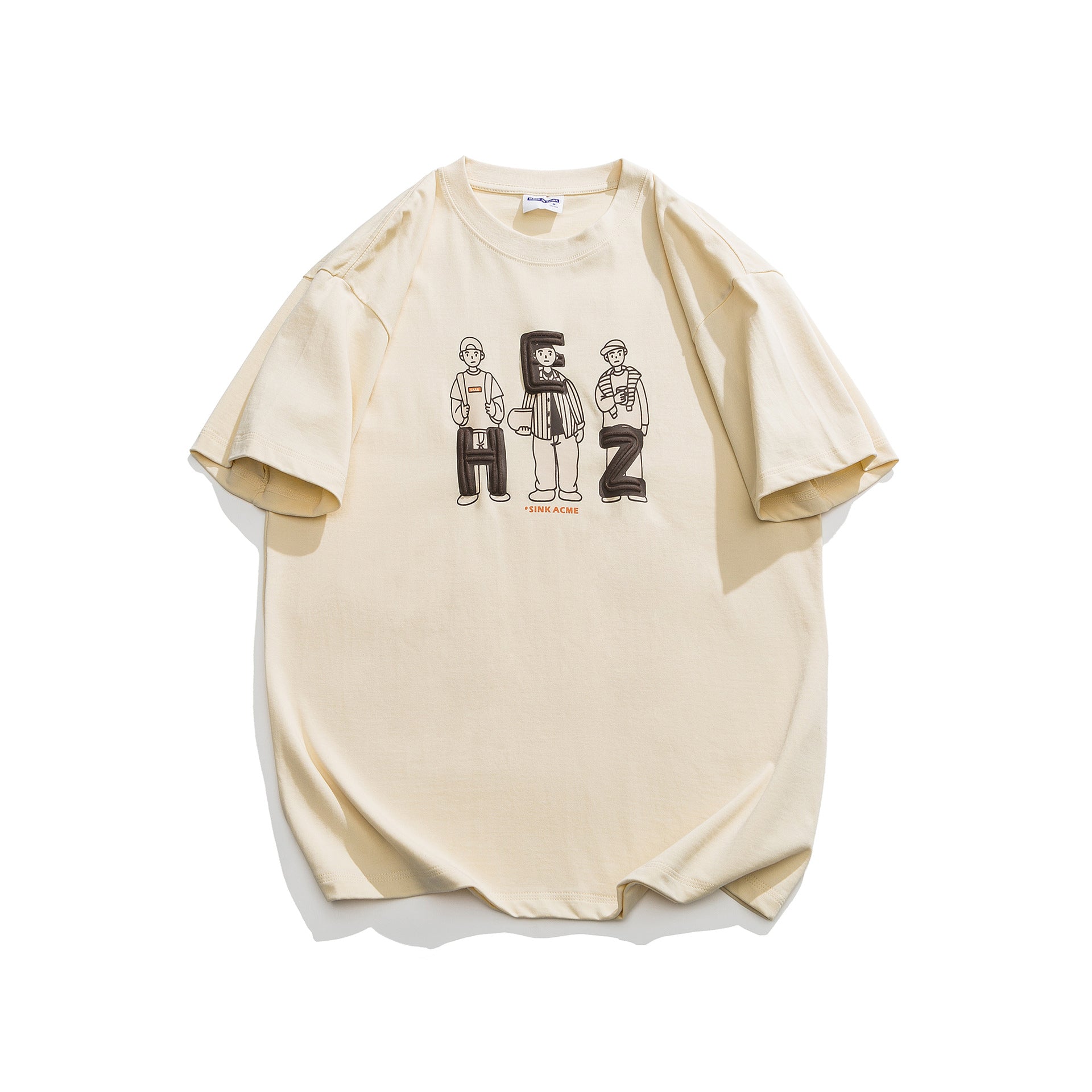 Vintage Letter Print T-Shirt – Unisex Washed Loose Fit
