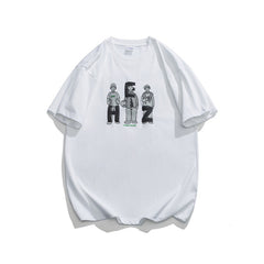 Vintage Letter Print T-Shirt – Unisex Washed Loose Fit