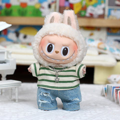 Labubu T-Shirt & Ripped Jeans Outfit – Heartfelt Macaron Style