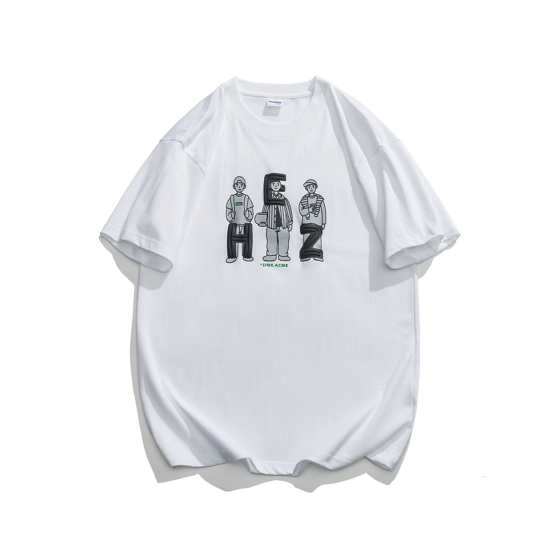 Vintage Letter Print T-Shirt – Unisex Washed Loose Fit