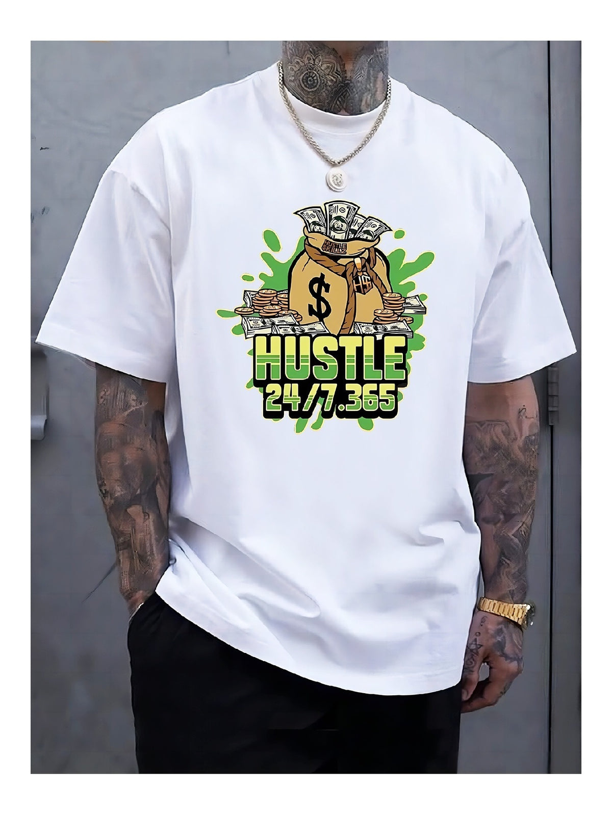 White Printed T-Shirt for Men – Loose Casual Summer Streetwear