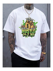 White Printed T-Shirt for Men – Loose Casual Summer Streetwear
