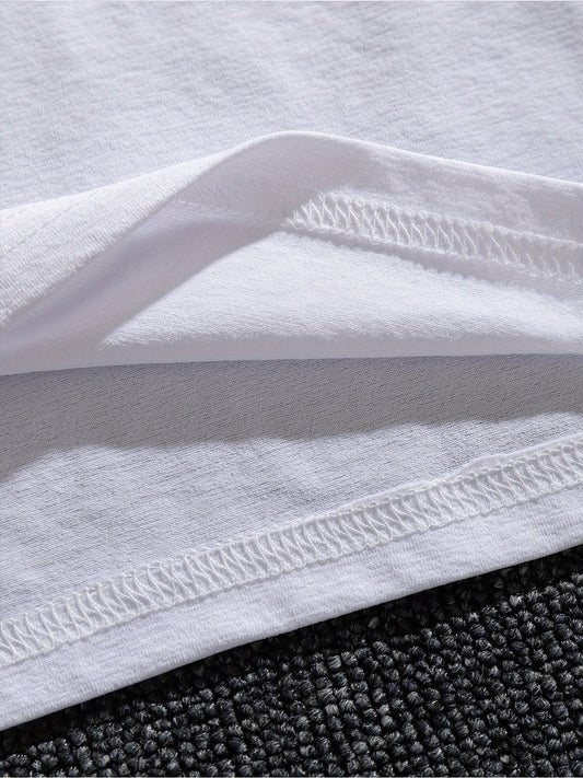 White Printed T-Shirt for Men – Loose Casual Summer Streetwear